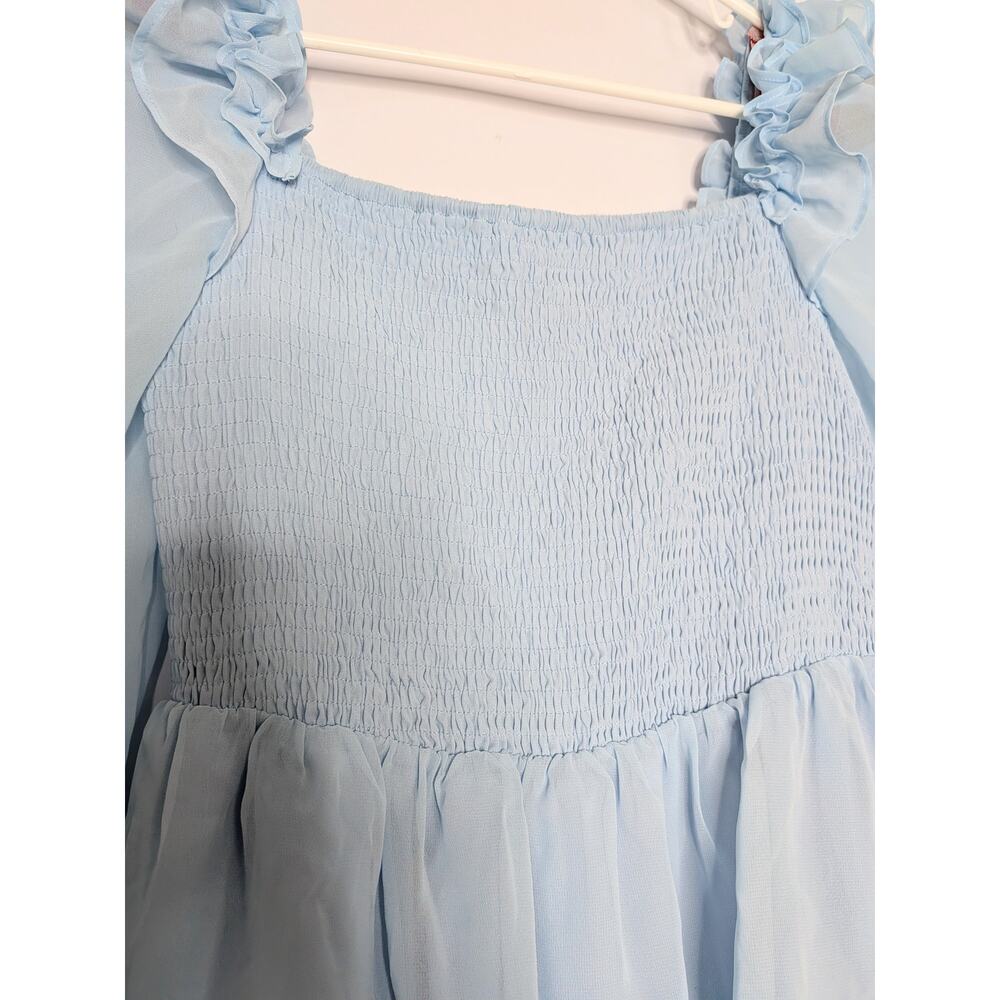 BYINNS squareneck sheer long sleeve ruffle tiered princess dress XL - Picture 2 of 12
